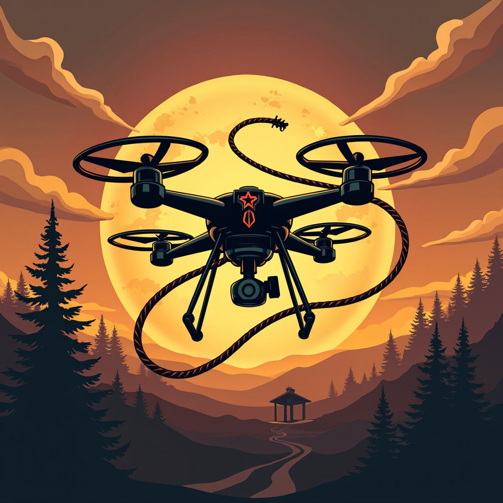 Drone Rodeo Logo in Futuristic Industrial Style