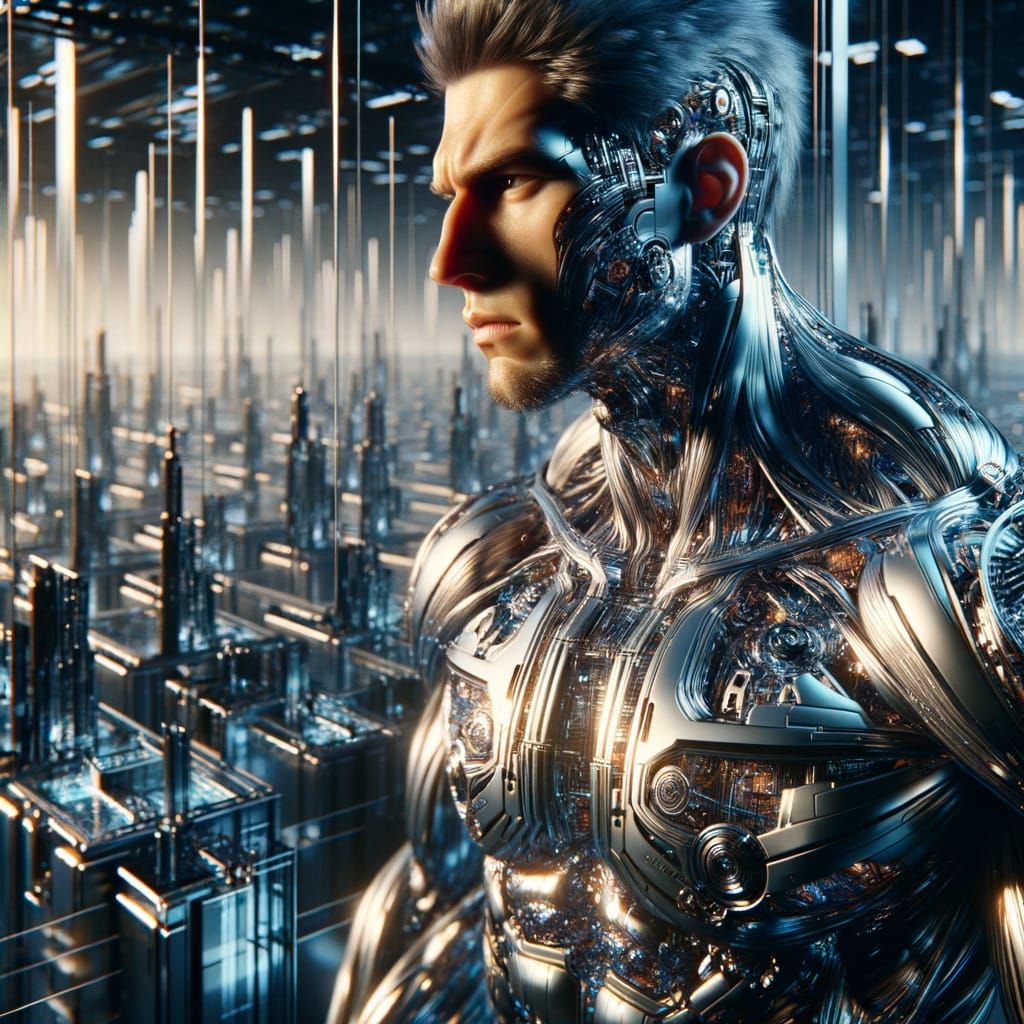 Futuristic Athlete in Epic Sci-Fi Scenario