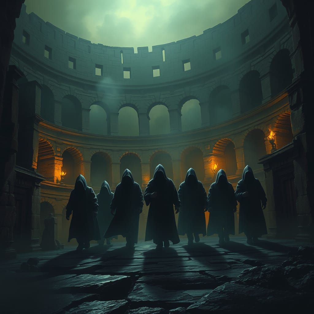 Mysterious Figures Emerge in Haunting Colosseum Scene