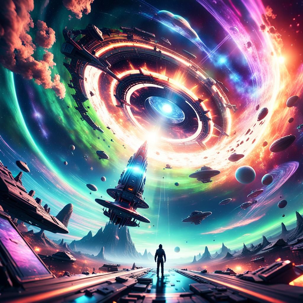 Alien Spacecraft Emerges in Mystical 3D Landscape