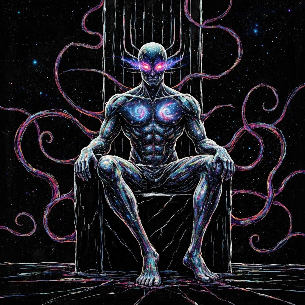 Cosmic Deity of Starlight and Nebulae in Abstract Expression...