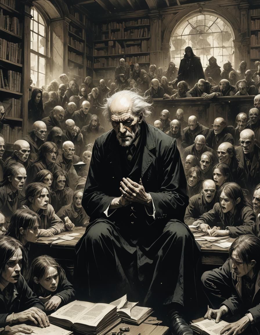 Alchemy Teacher's Grief in Dark Arts Classroom