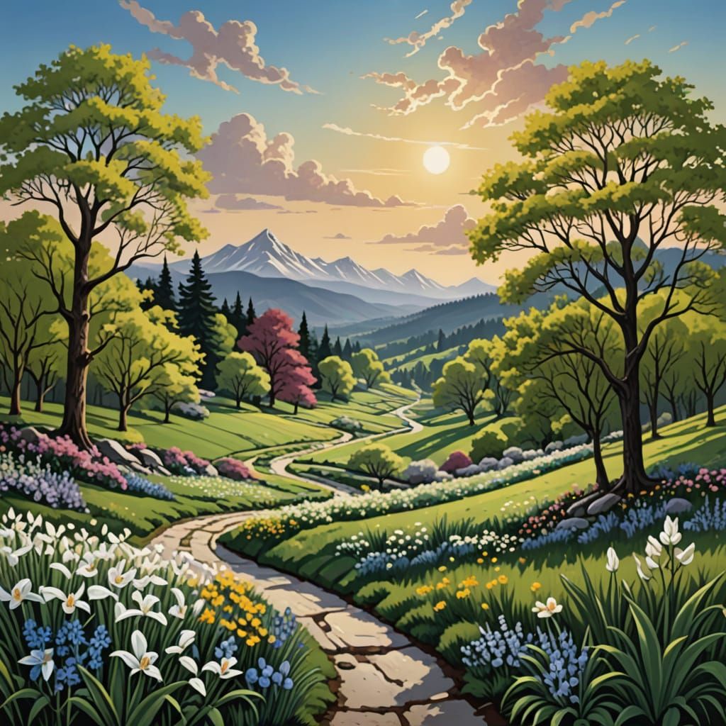 April Landscape Painting