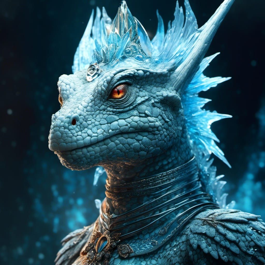 Lizard Ice Princess Portrait in Digital Illustration