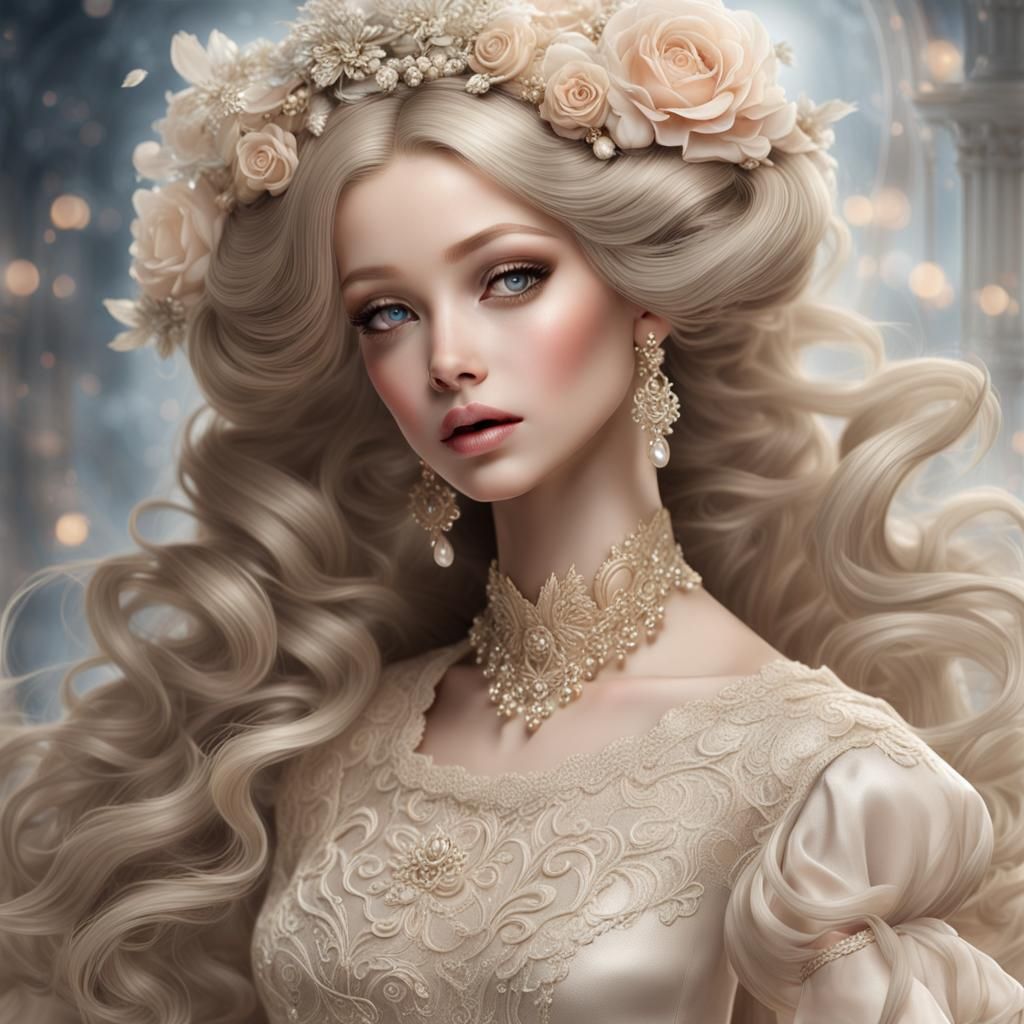 Stunning Bimbofication: Sensual Goddess in Beige Silk