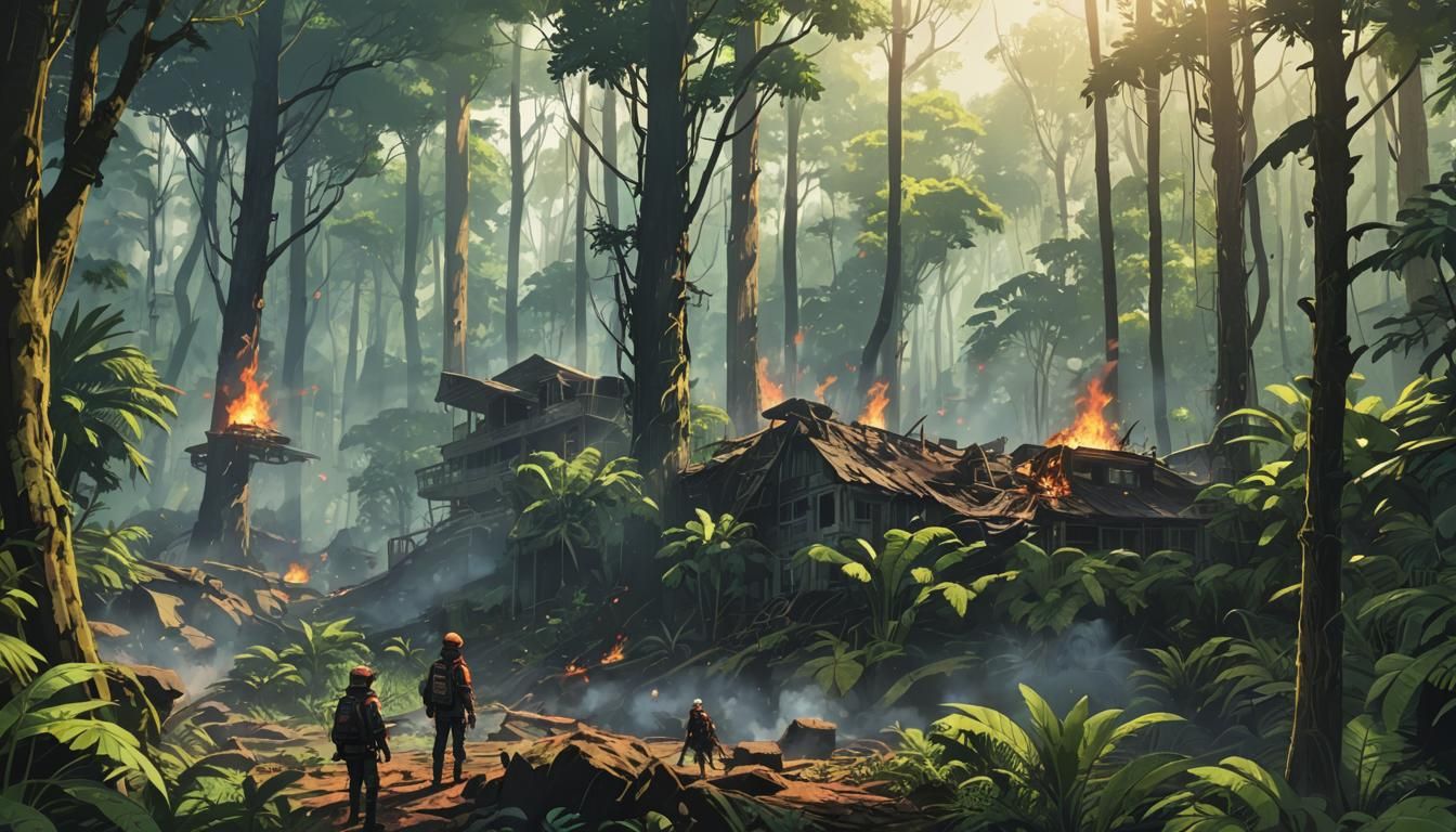 Smoking Rainforest Rescue in Anime Style