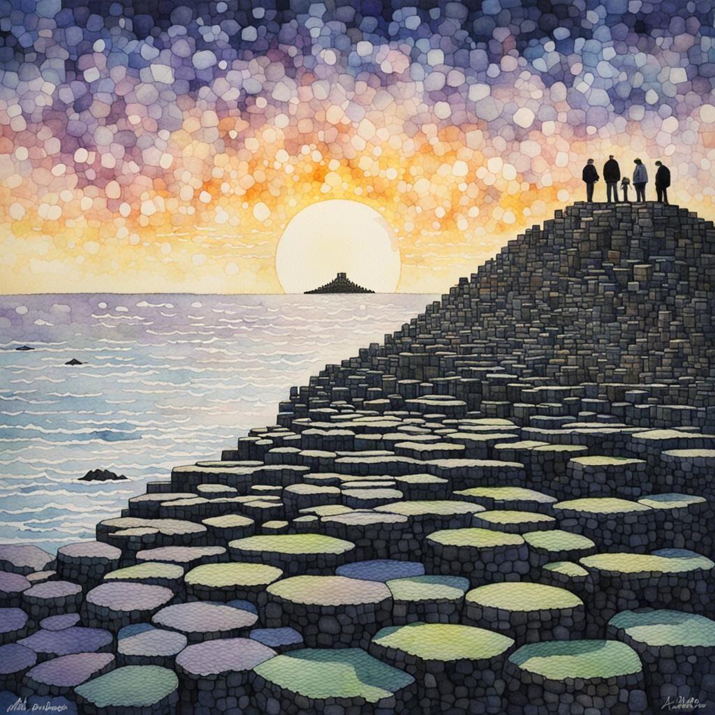 Giant's Causeway: Watercolour Fantasy Landscape