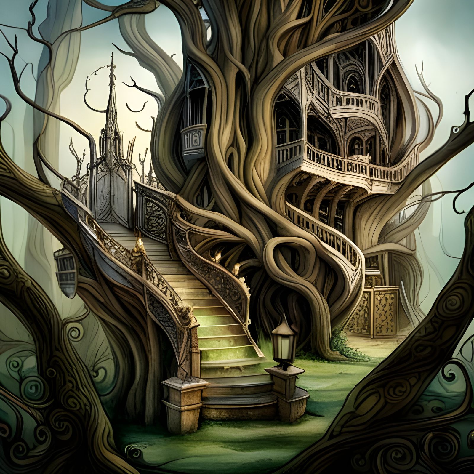 Majestic Middle Earth Mansion in Giant Tree