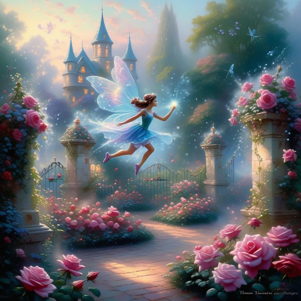 Ethereal Fairy in Rose Garden: Fantasy Art
