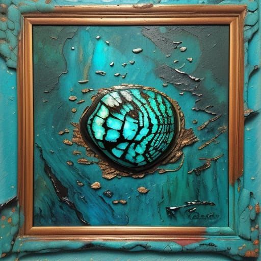 Turquoise Abalone in Neo-Expressionist Oil Painting