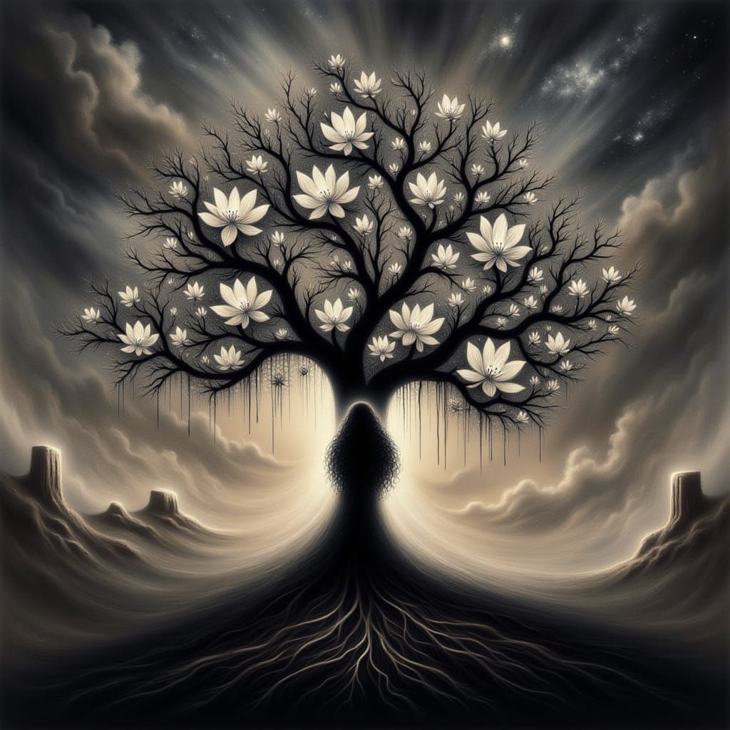 Numinous Silhouette in a Desert Symphony