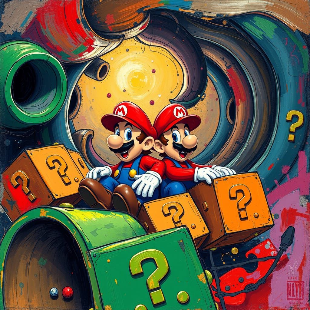 Mario Bros. in a Vibrant, Dreamlike World