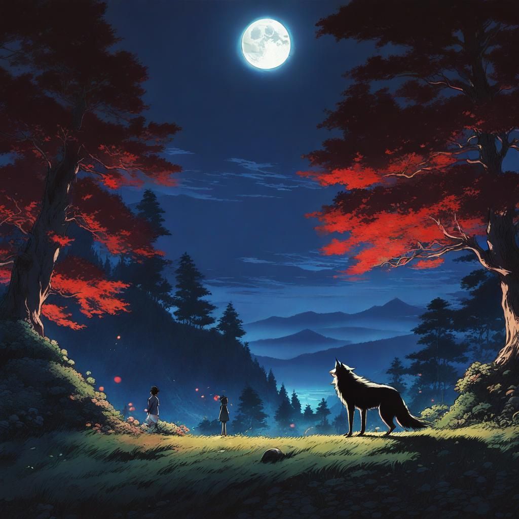 Werewolf and Vampire in Black Forest, Anime Style