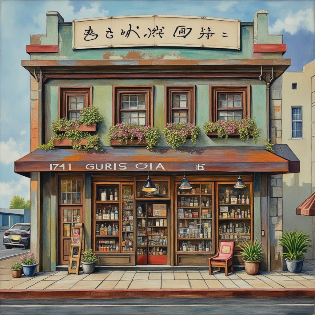 Colorful Whimsical Storefront in Digital Style