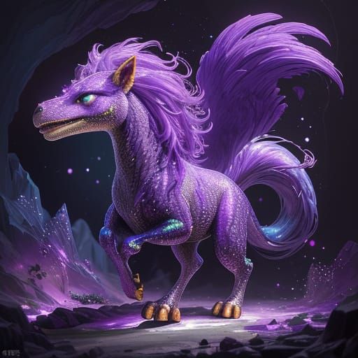 Amethyst Hybrid Creature in Gemstone Cave, Graffiti Art