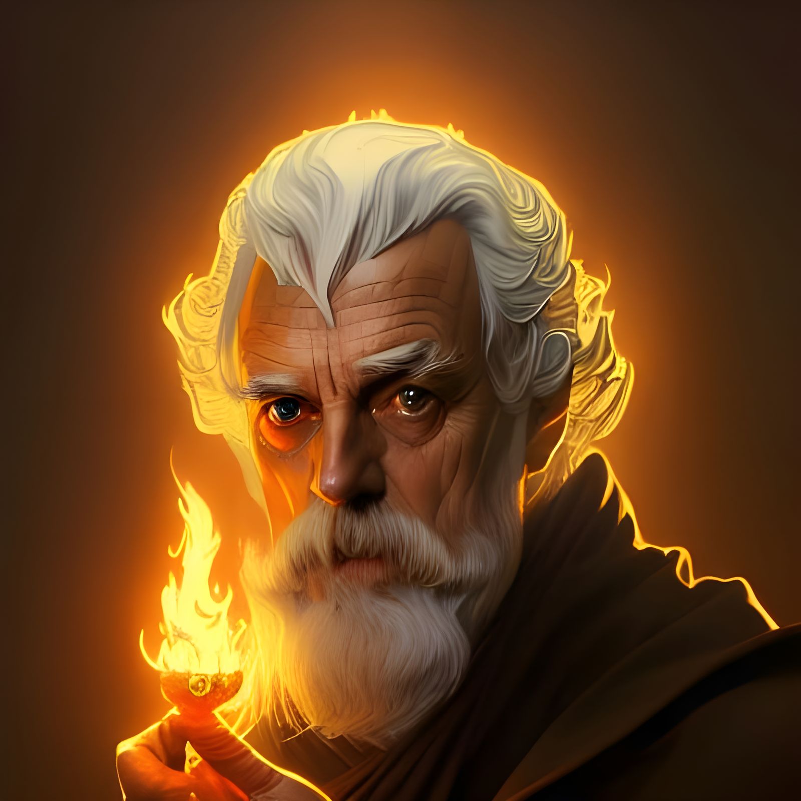 Fiery Wizard Portrait in Hyperdetailed Style