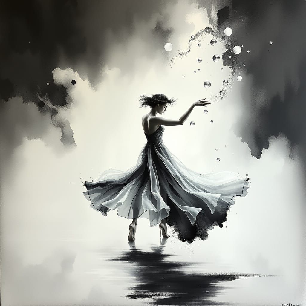 Ethereal Dance in Monochromatic Harmony