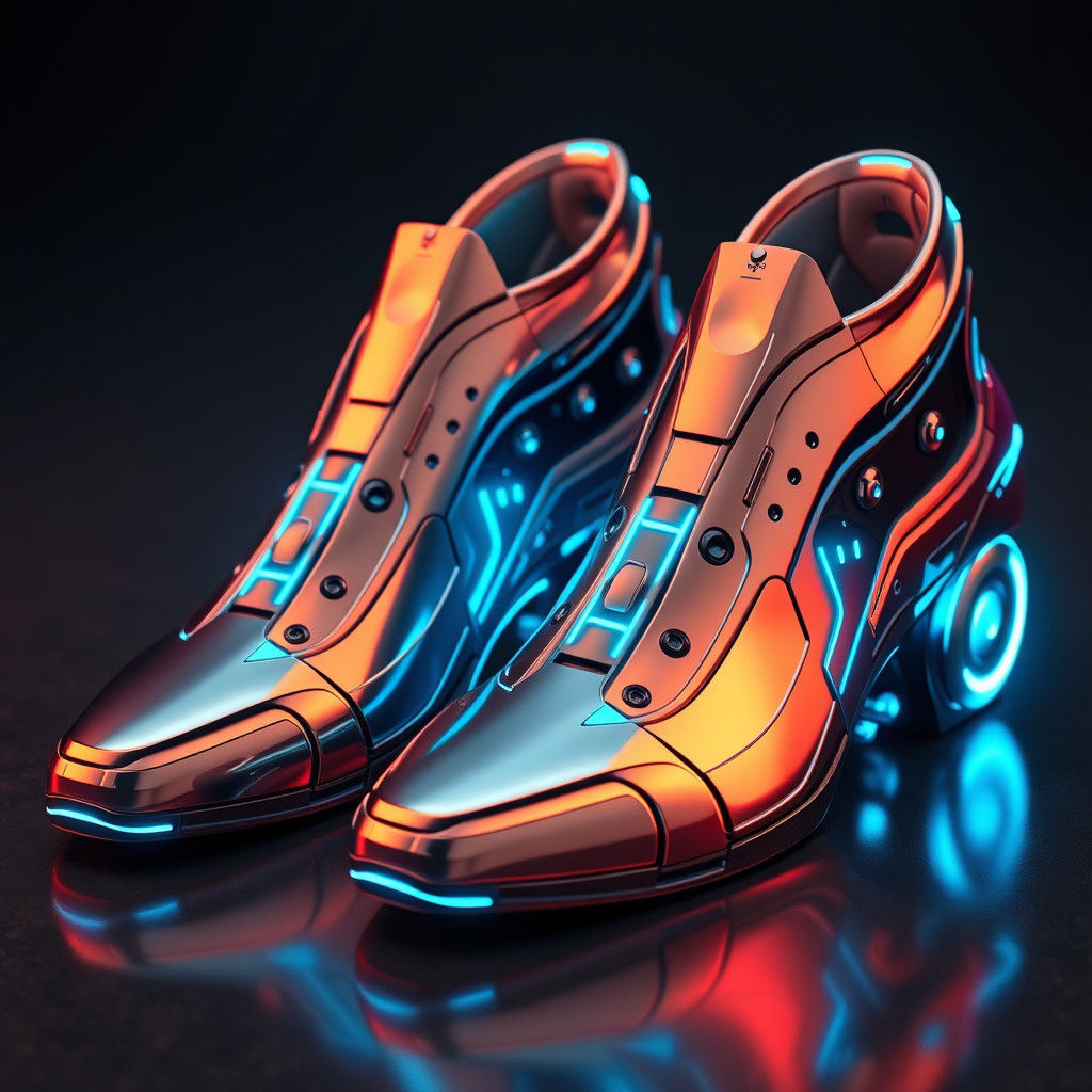 High-Tech Cyborg Shoes in Futuristic Concept Art