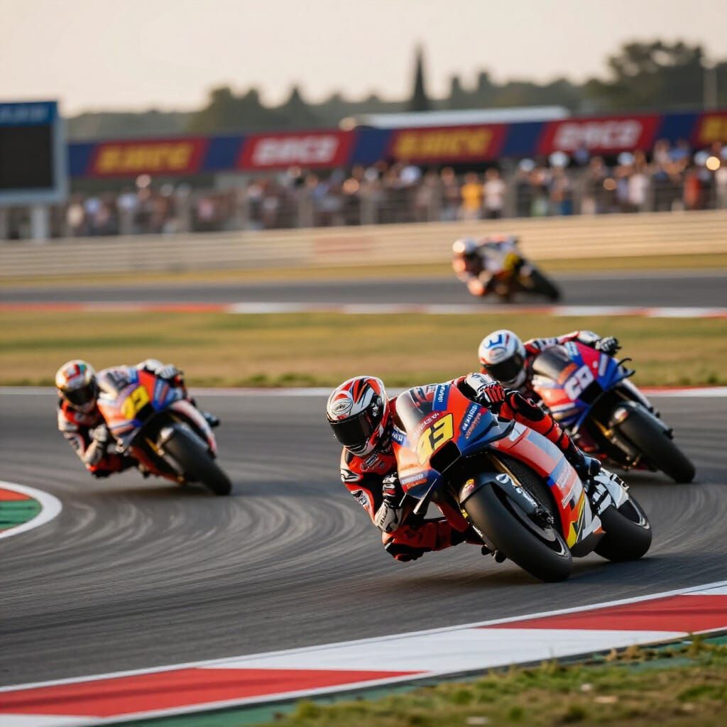 MotoGP Racers Compete in Thrilling Race