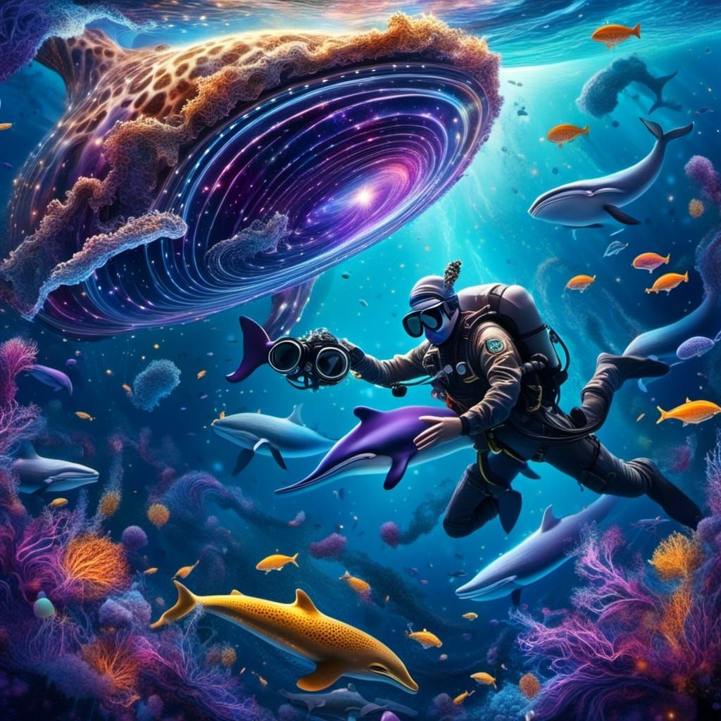 Leopard Humanoid Underwater Fantasy Art