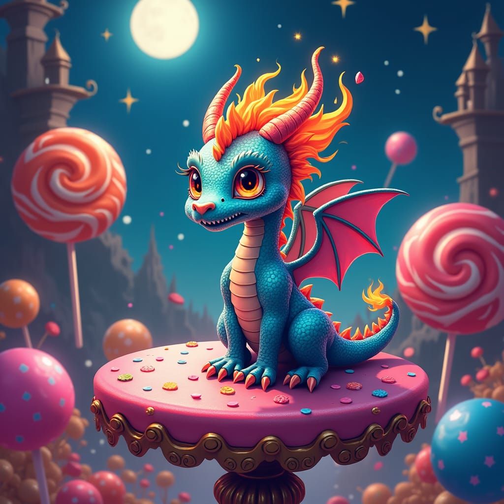 Candy Dragon in Hyperrealistic Digital Illustration Style