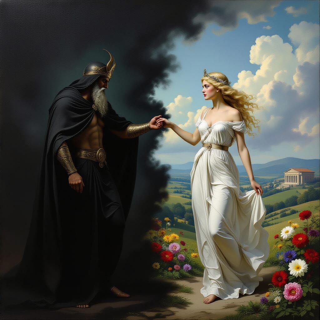 Hades Abducts Persephone: A Greek Mythology Painting