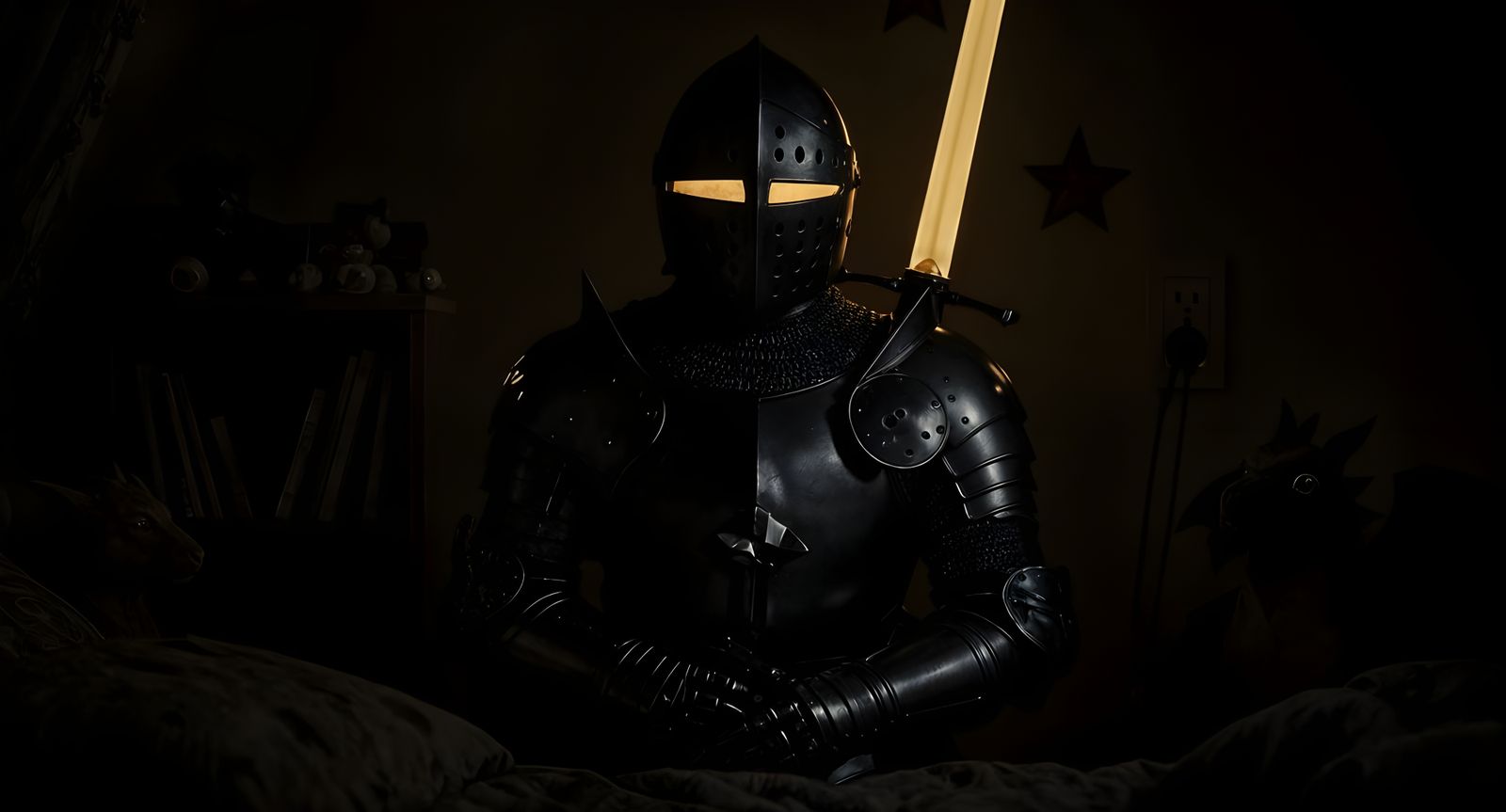 Medieval Knight Night Light in Cinematic Style