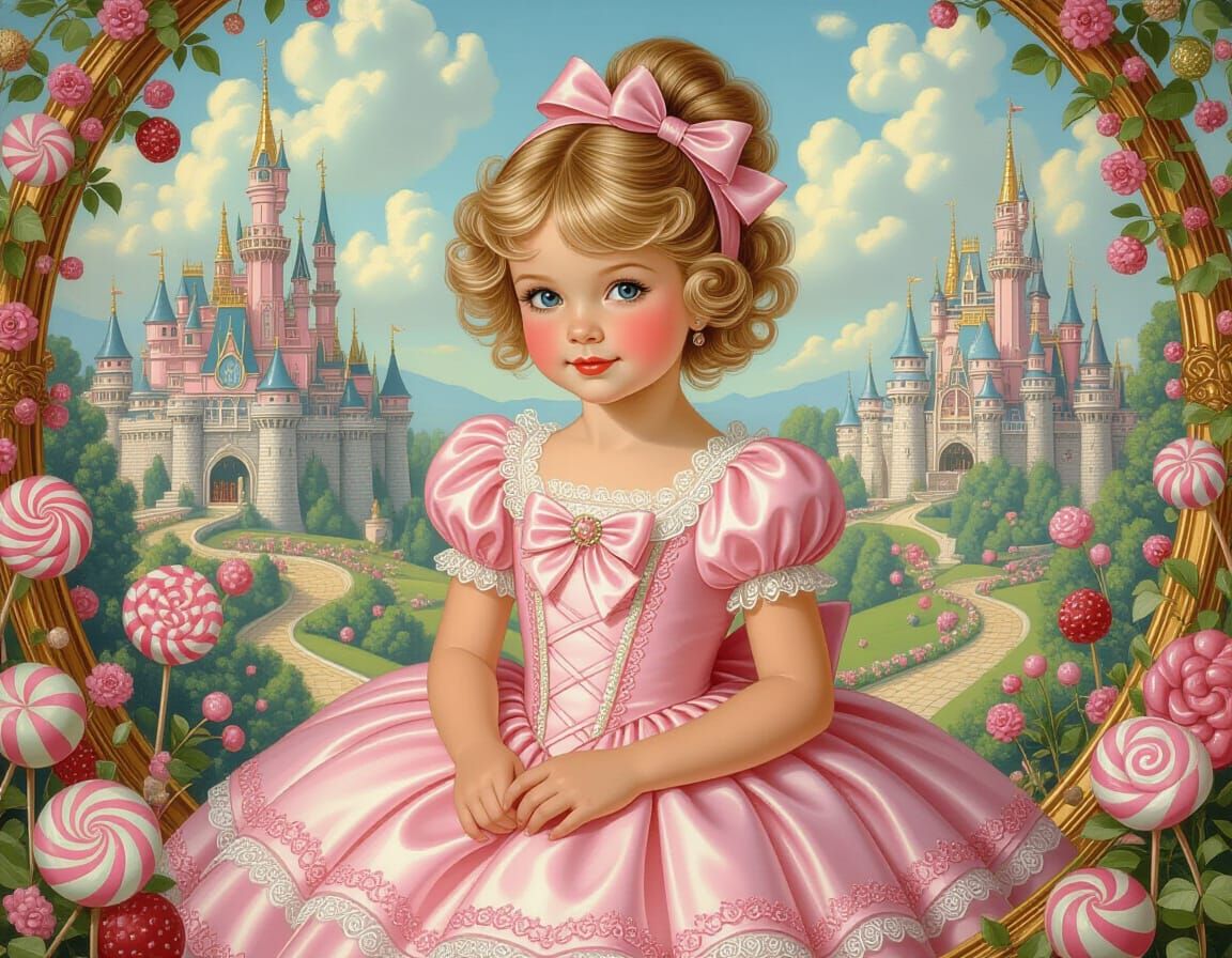 Rococo Girl in Candy Land, Vintage Pin-Up Style