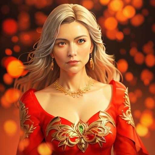 Detailed Portrait with Vibrant Colors and Gold Jewelry