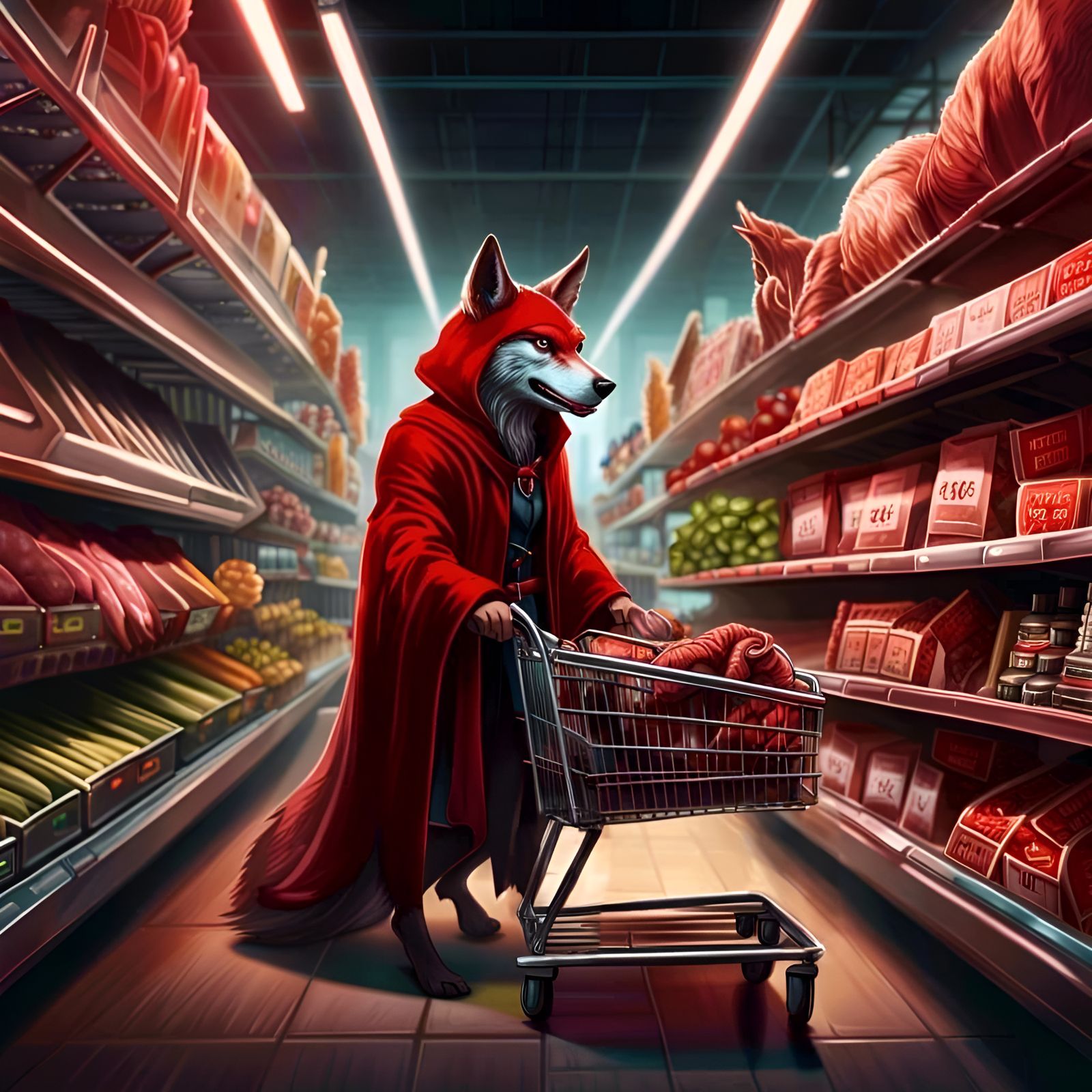 And the big bad wolf wearing the red riding hood said: "So I guess I have to pay for meat now..." v2.2