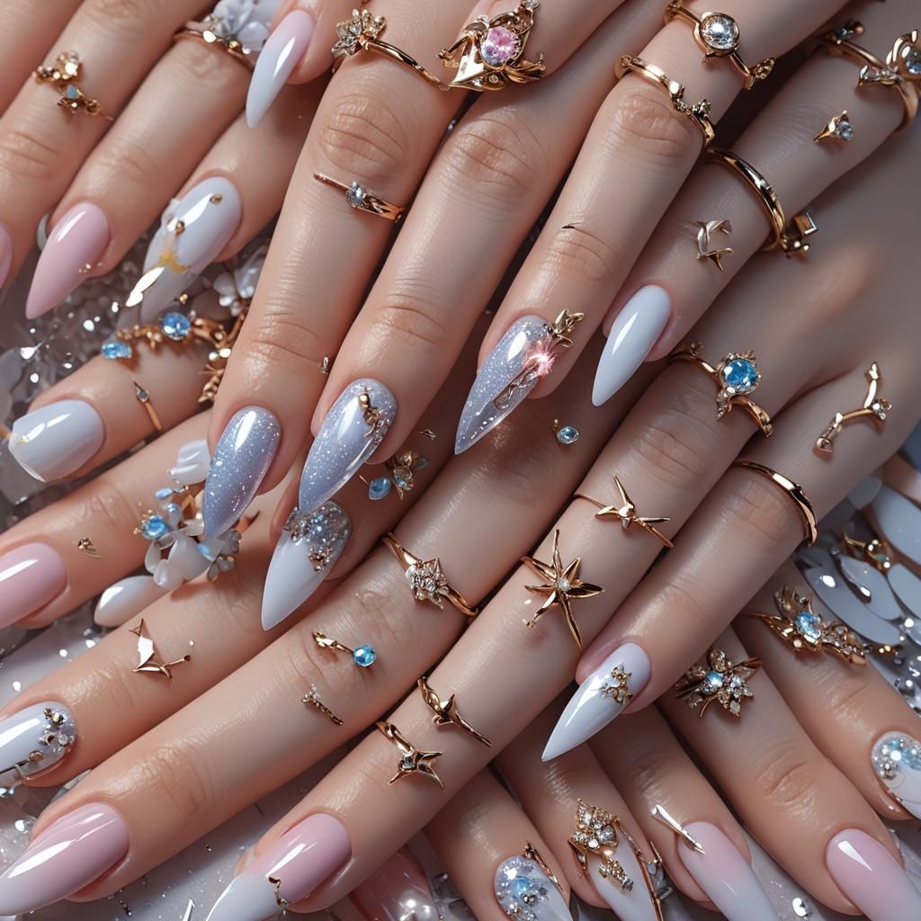 Detailed 3D Anime Nail Art Rendering