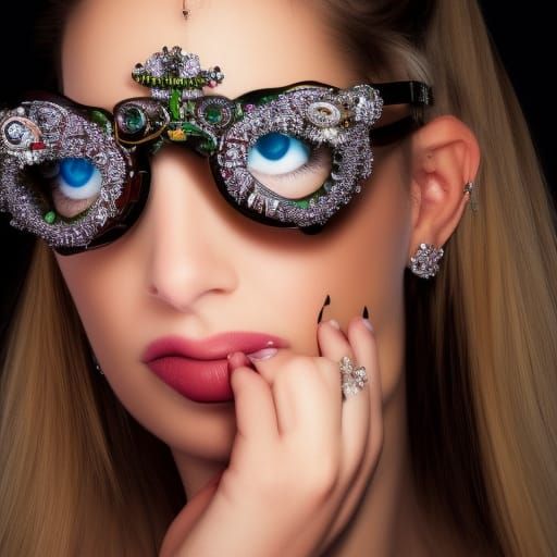 Goddess with Ornate Jeweled Eyeglasses