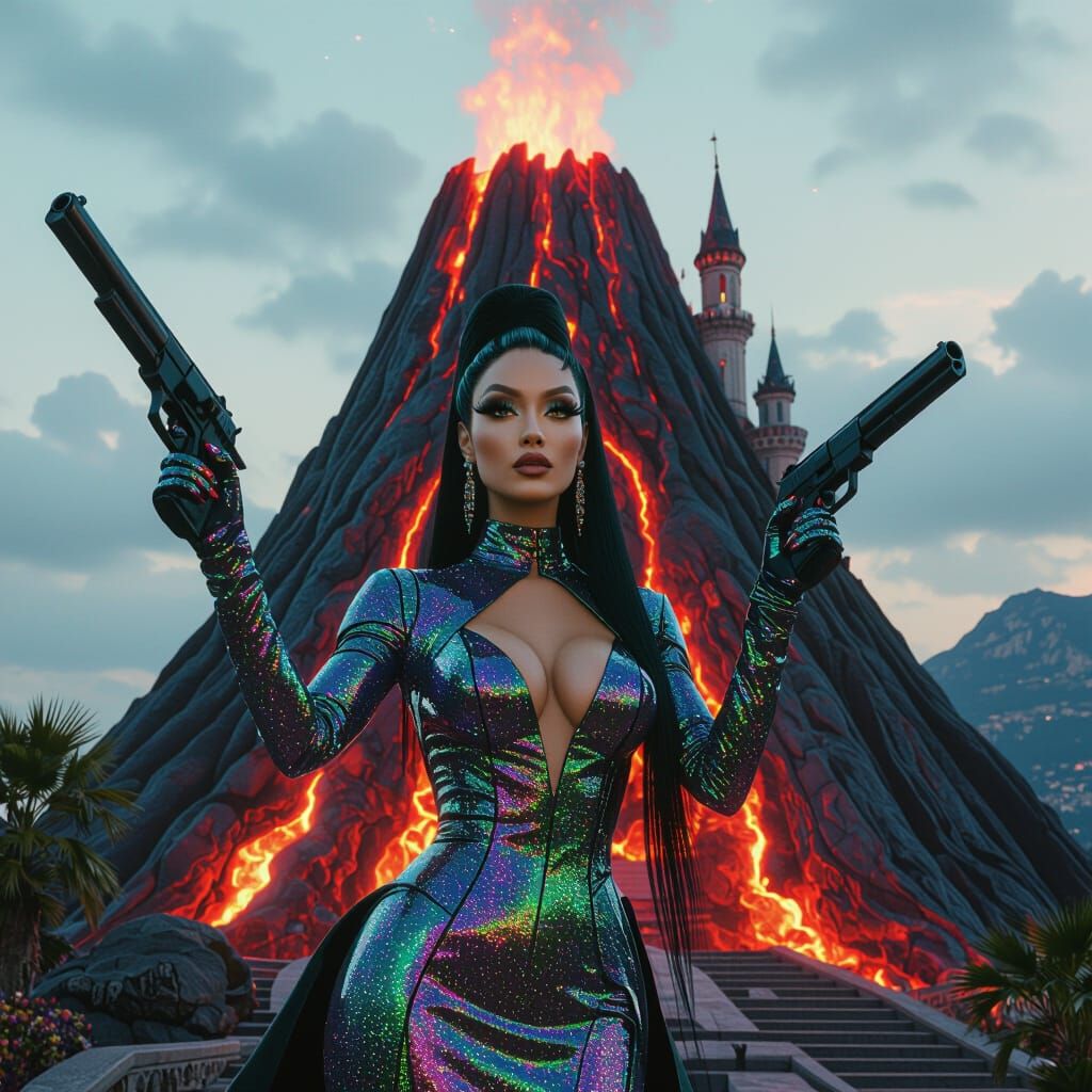 Elegant Galaxy Chameleon Emerges from Volcano