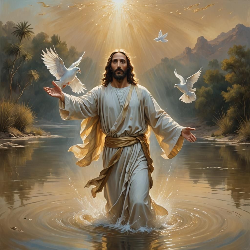 Jesus' Baptism: A Baroque Oil Painting