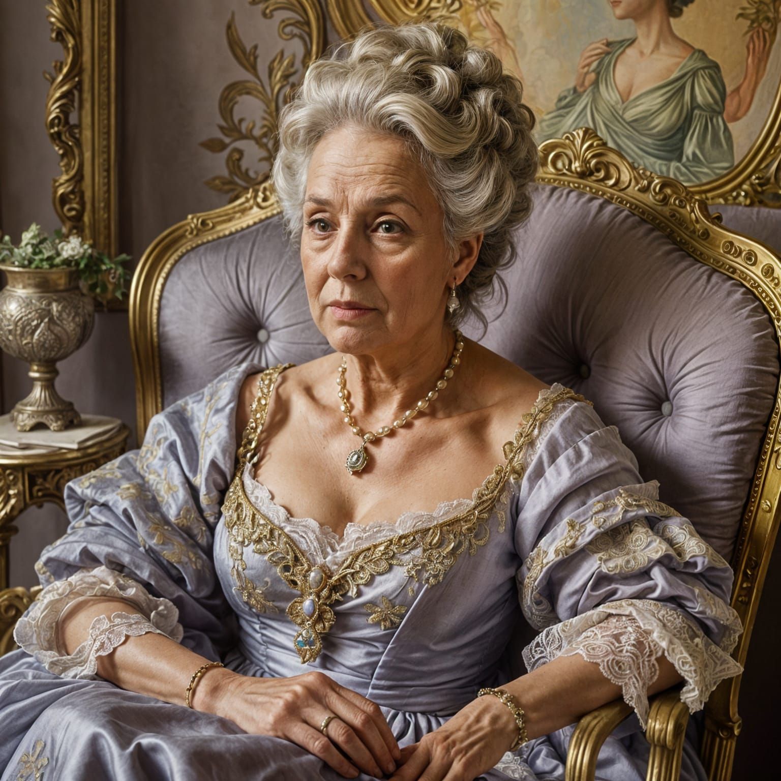 Elegant Rococo Portrait of an Old Lady
