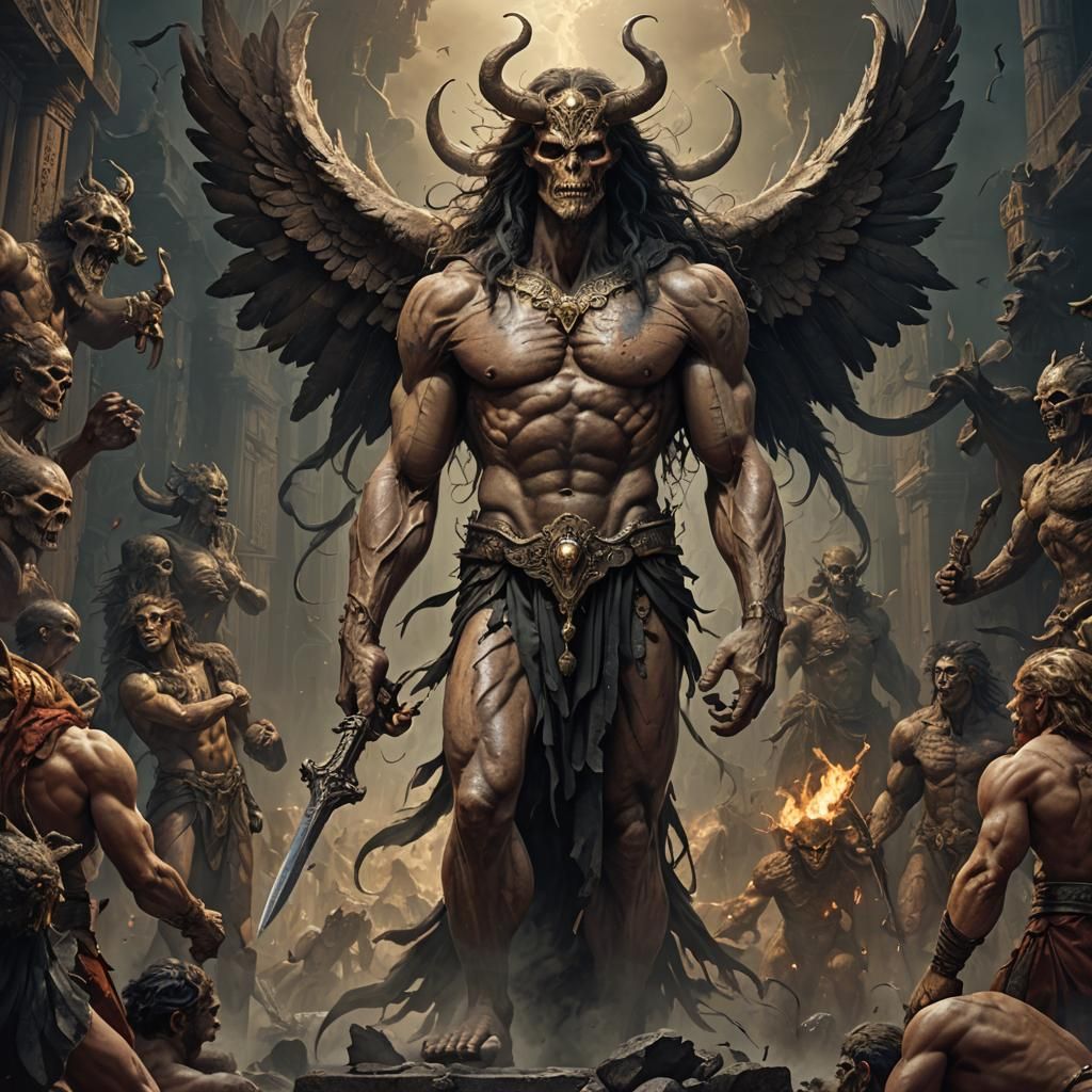 Powerful Nephilim Maintains Balance: Dark Fantasy Art