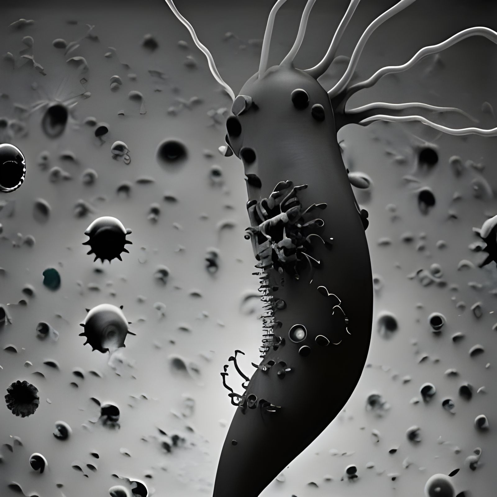 Bioluminescent Cyborg Squid Amoeba in Hyperrealism