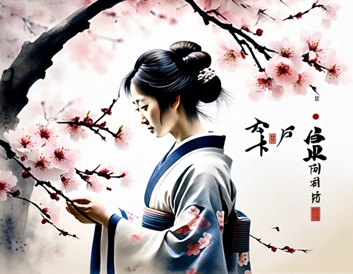 Respectful Moment in Traditional Japanese Art