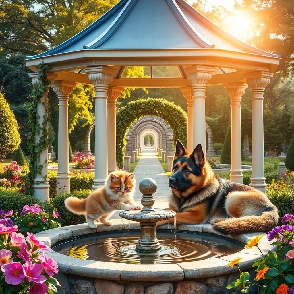 Ethereal Garden Scene in Whimsical Style