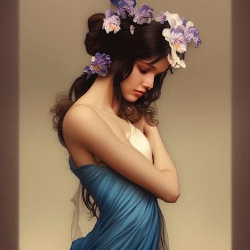 High Gothic Portrait of Imperatrice with Flowers