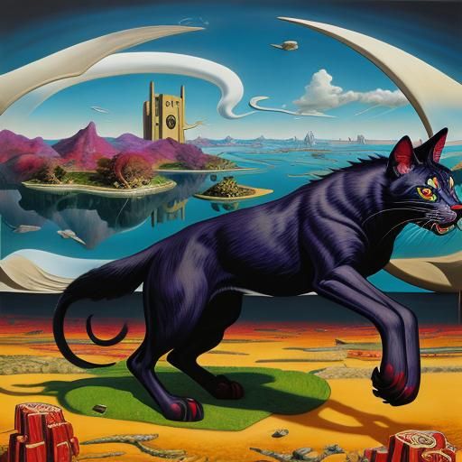 Surreal Catpeople on the Prowl, Dali Style