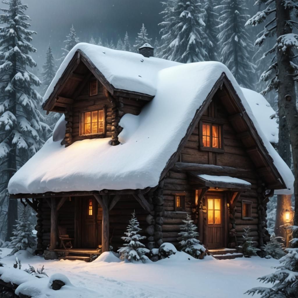 Cozy Mountain Cabin: Digital Matte Painting