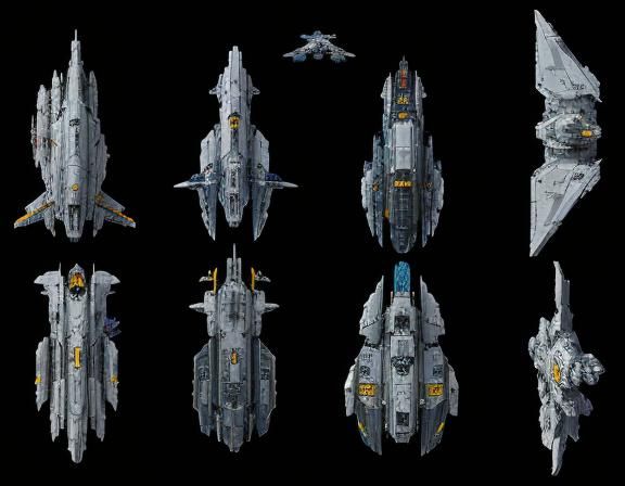 Pixel Art Sci-Fi Battleship Game Asset Sheet