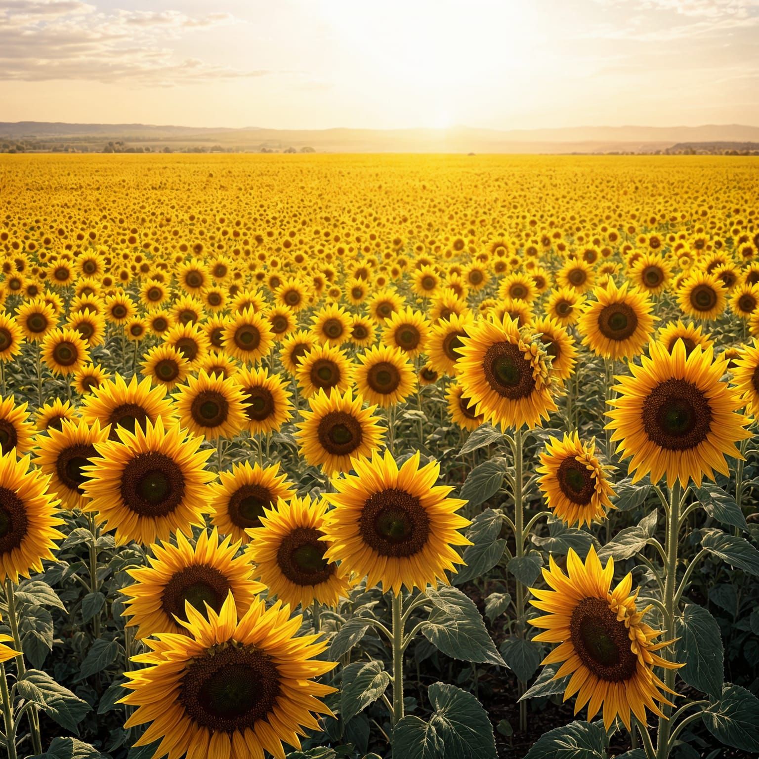 Surreal Sunflower Field Blooms in the Great Plains