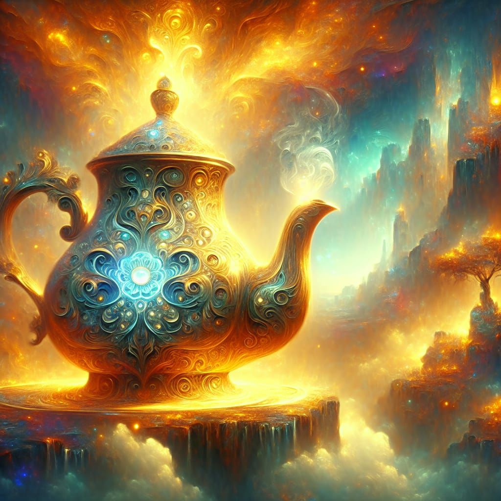 Magical Teapot Kingdom Concept Art in Hyperrealistic Style