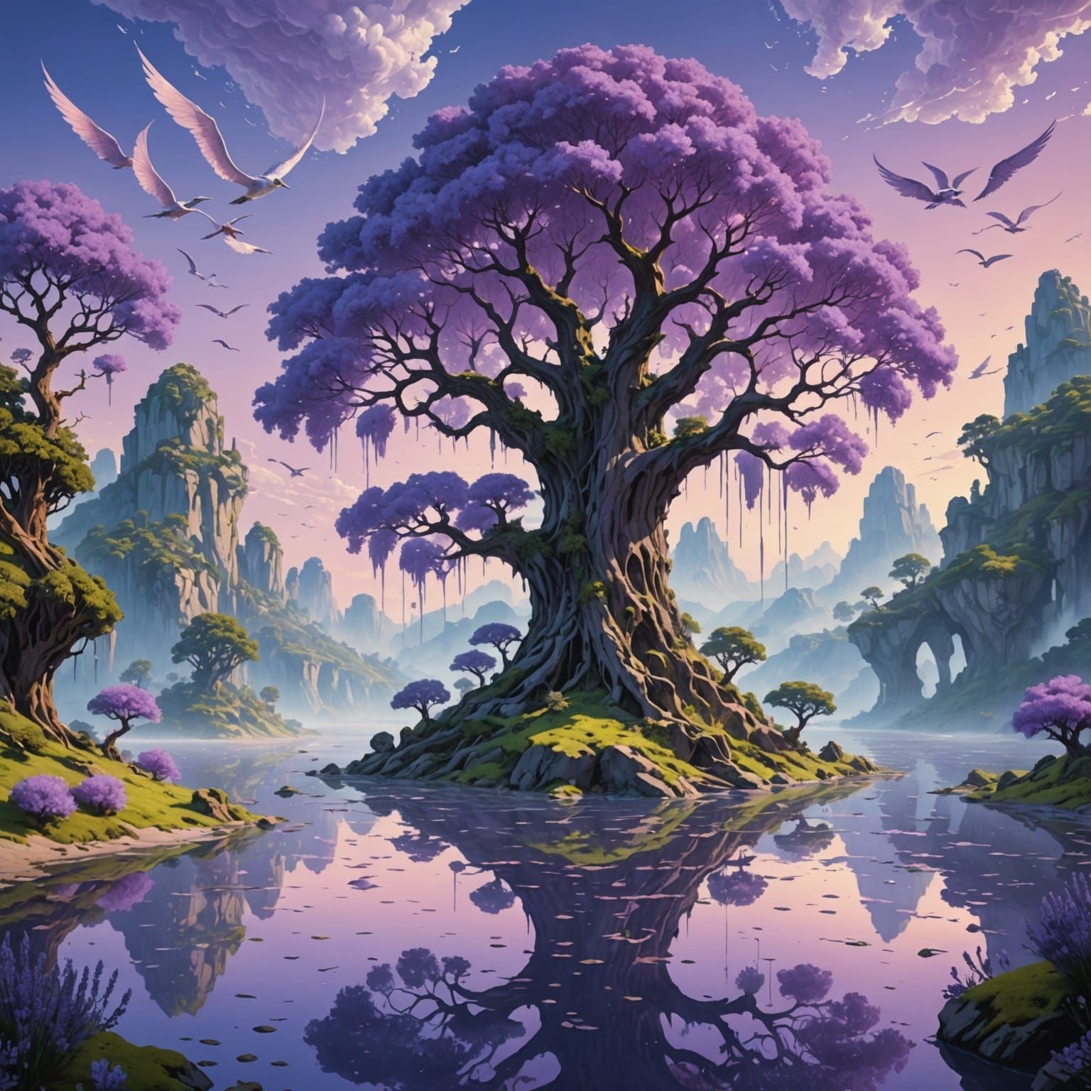 Surreal Crystalline Trees Landscape in Dreamlike Style