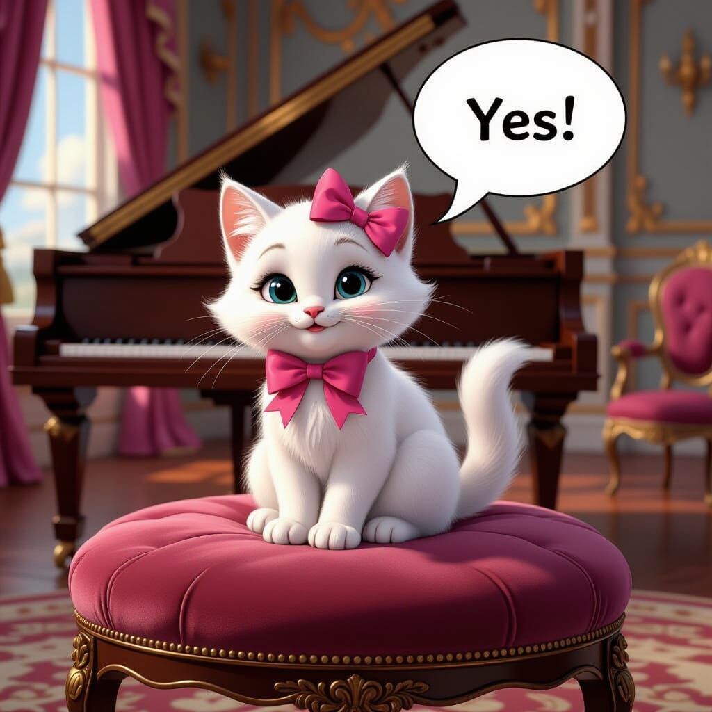 Marie from Aristocats in Disney Hand-Drawn Style