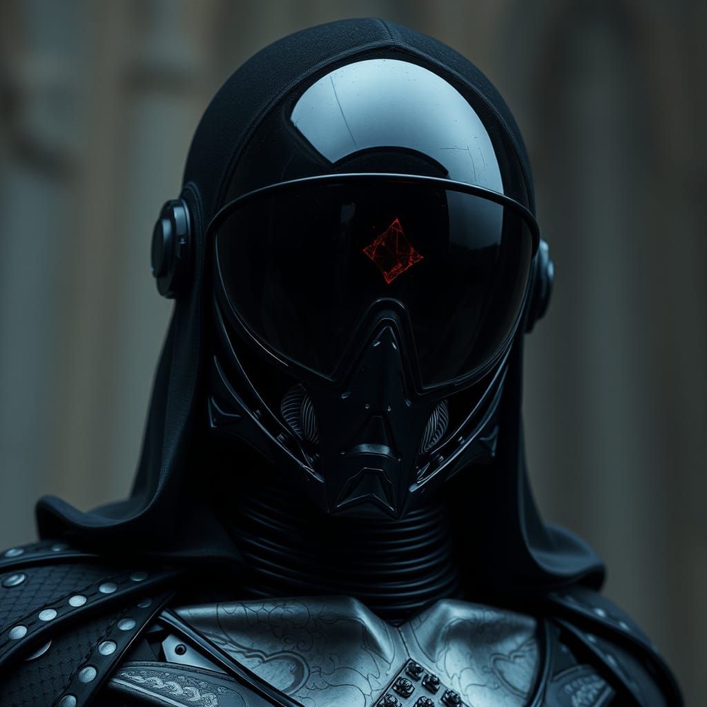 Dark Figure in Glass Helmet, Biomechanical Surrealism