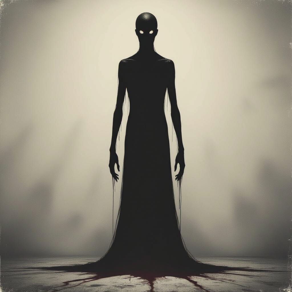 Terrifying Tall Shadow Figure in Analog Horror Style