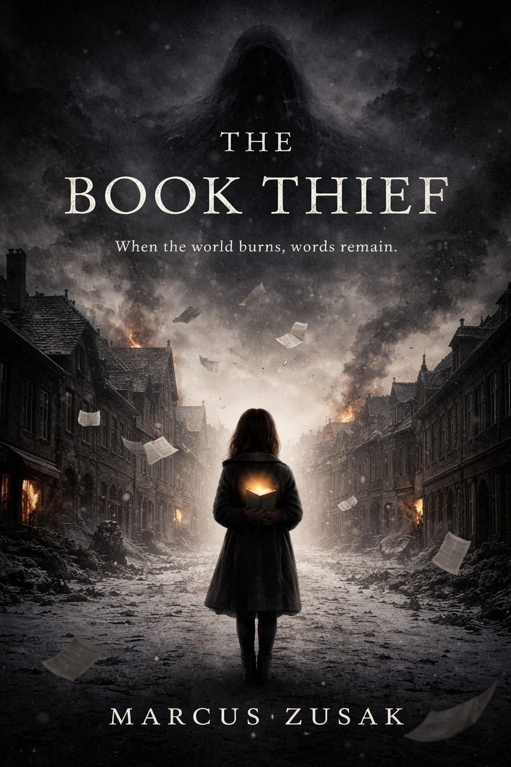 Minimalist Wartime Book Cover: Words as Refuge